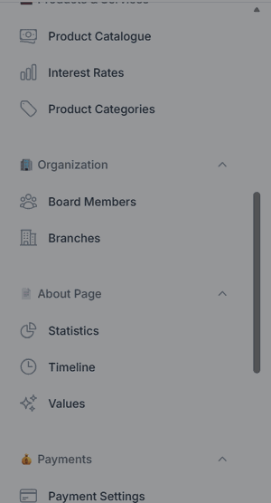 PACSWeb admin menu module tree